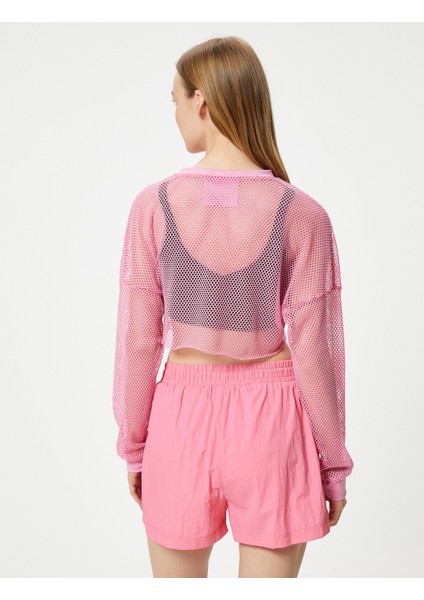 Oversize File Spor Tişört Crop Uzun Kollu Bisiklet Yaka fırsatları