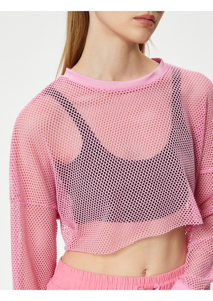 Oversize File Spor Tişört Crop Uzun Kollu Bisiklet Yaka indirimleri