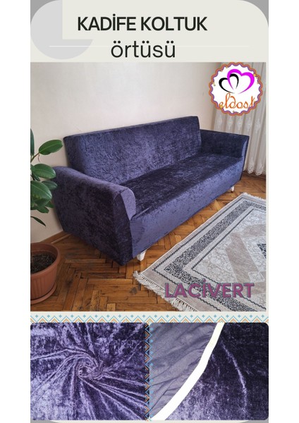 Eldost Kadife Koltuk, Kanepe, Çekyat Örtüsü, Koltuk Kılıfı 3 Kişilik (1 Adet)