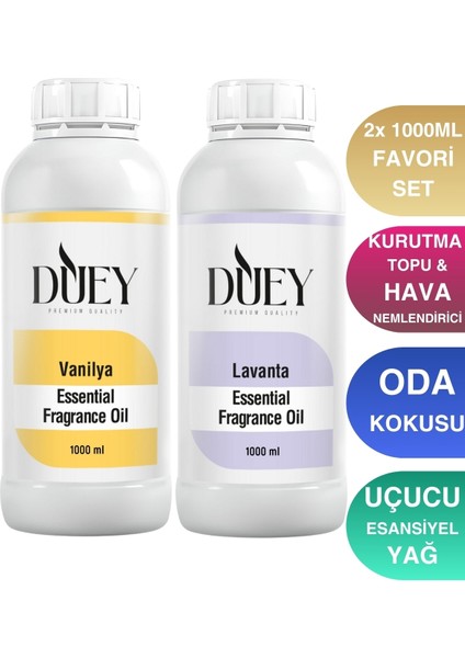 2x 1000 ml Vanilya&lavanta Uçucu Yağ, Mum Esansı, Oda Kokusu, Hava Nemlendiricisi