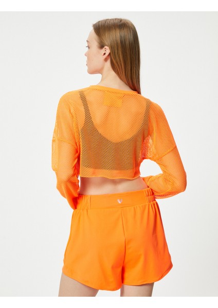 Oversize File Spor Tişört Crop Uzun Kollu Bisiklet Yaka fırsatları