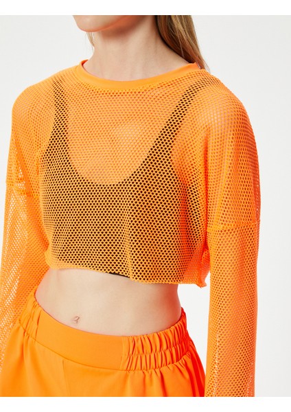 Oversize File Spor Tişört Crop Uzun Kollu Bisiklet Yaka indirimleri