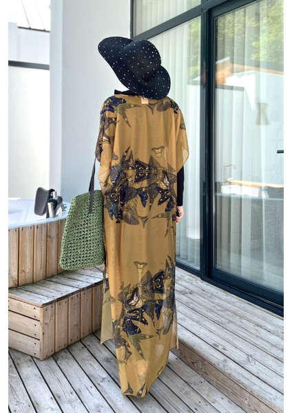Remsa Tesettür Mayo Üzerine Desenli Tek Kaftan Pareo 430-310 Kelebek fırsatları