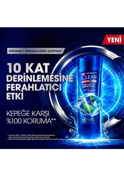 Men Kepeğe Karşı Etkili Şampuan Cool Sport Menthol Ferahlatıcı Mentol Etkisi 350 ml