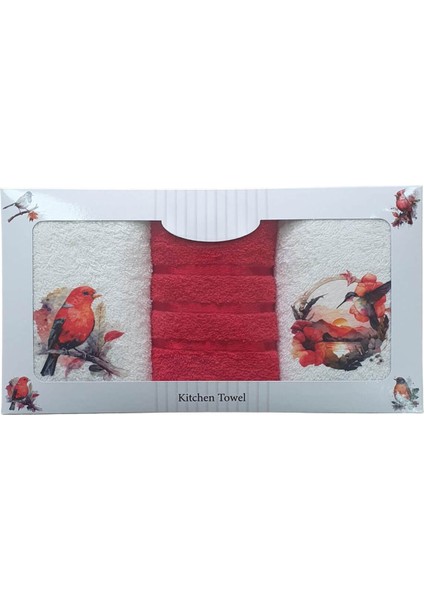 3 Lü Kuş Baskılı Pamuklu Mutfak Havlusu 30 x 50 cm