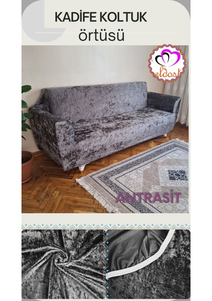 Eldost Kadife Koltuk, Kanepe, Çekyat Örtüsü, Koltuk Kılıfı 3 Kişilik (1 Adet)