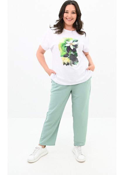 Kadın Büyük Beden Çiçek Baskı Detaylı Eşofman Takımı 8119-25