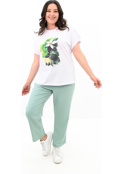 Kadın Büyük Beden Çiçek Baskı Detaylı Eşofman Takımı 8119-25 modelleri