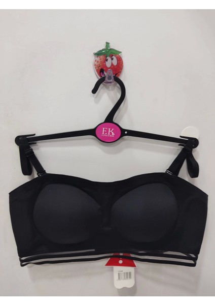 Lazer Kesim Askısı Çıkarılabilir Straplez Siyah Sütyen -1240