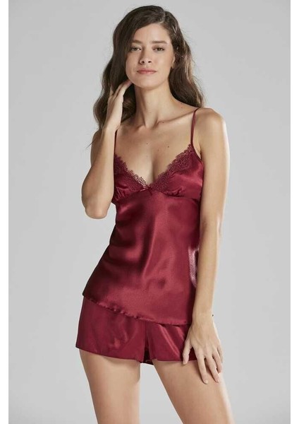 6965 Altılı Saten Gecelik Sabahlık Takımı Bordo fırsatları