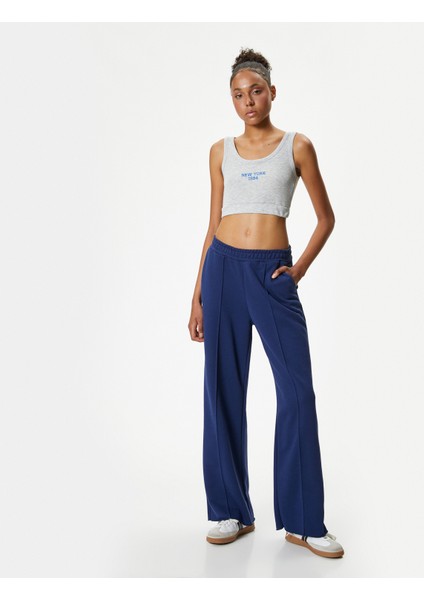 Sporcu Sütyeni Slogan Işlemeli U Yaka Slim Fit fiyatları