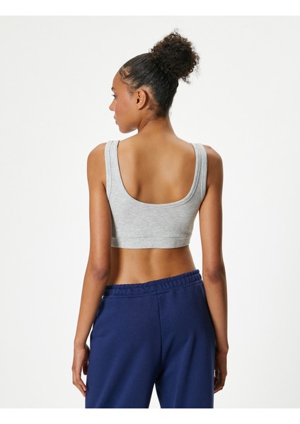 Sporcu Sütyeni Slogan Işlemeli U Yaka Slim Fit fırsatları