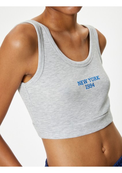 Sporcu Sütyeni Slogan Işlemeli U Yaka Slim Fit indirimleri