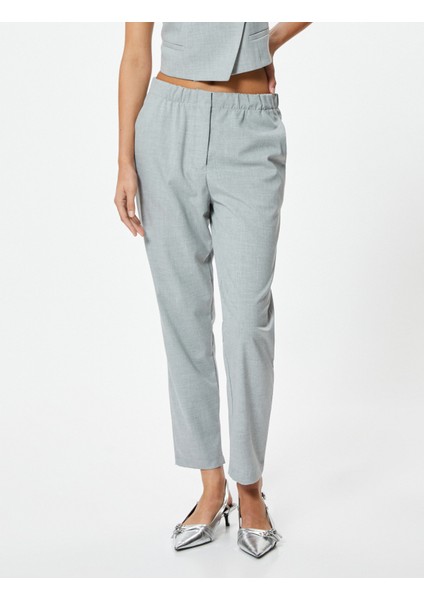 Elastik Belli Kumaş Pantolon Cepli modelleri