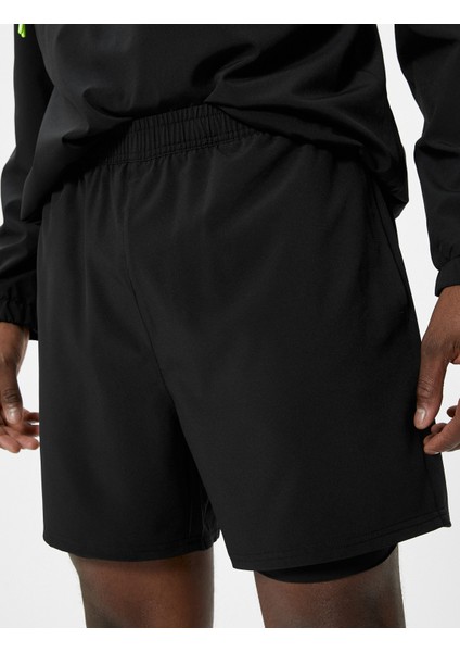 Taytlı Şort Kısa Yüksek Bel Slim Fit Cep Detaylı