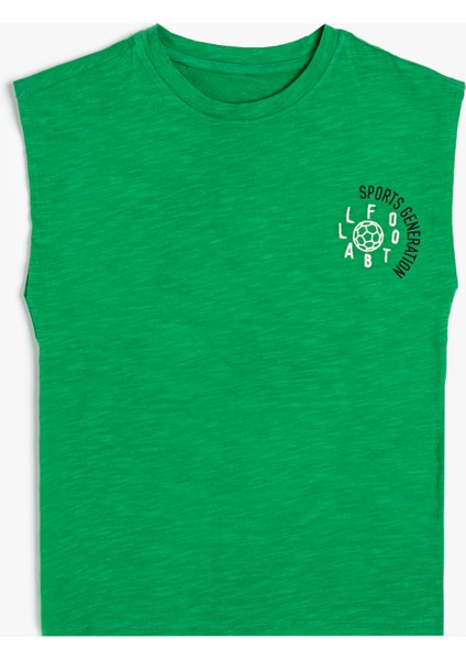 Basic Atlet Futbol Temalı Baskı Detaylı Bisiklet Yaka Renk Bloklu