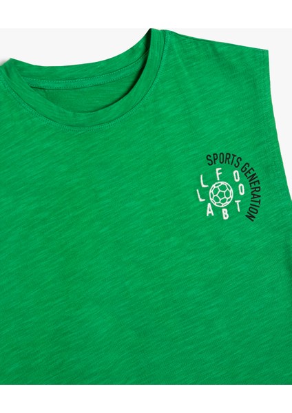 Basic Atlet Futbol Temalı Baskı Detaylı Bisiklet Yaka Renk Bloklu modelleri