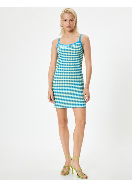 Askılı Mini Elbise Slim Fit Interlok Kumaş
