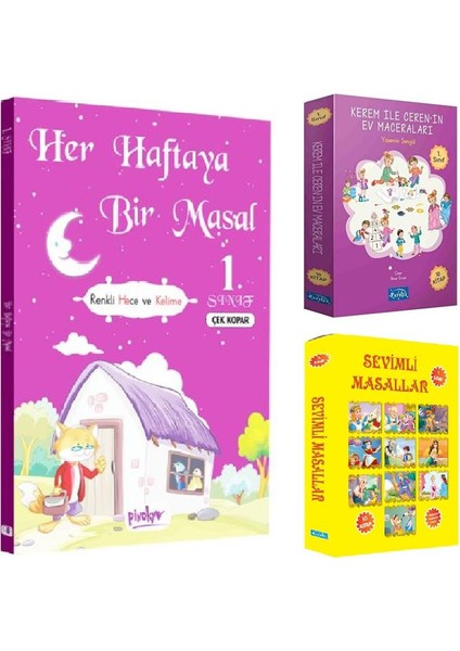 Parıltı 1. Sınıf Sevimli Masallar +Kerem ile Cerenin Ev Maceraları + Her Haftaya Bir Masal (21 Kitap)