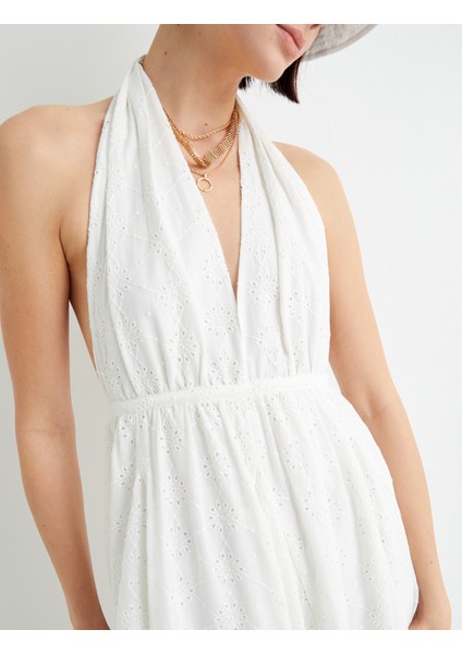 Halter Yaka Fisto Elbise Astarlı Midi Boy A Kesim indirimleri