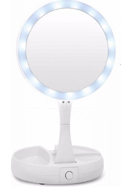 LED Işıklı 10x Katlanabilir Çift Taraflı USB Makyaj Aynası