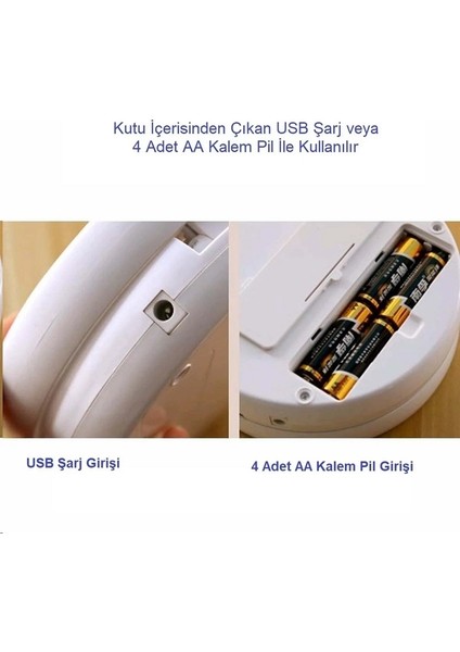 LED Işıklı 10x Katlanabilir Çift Taraflı USB Makyaj Aynası