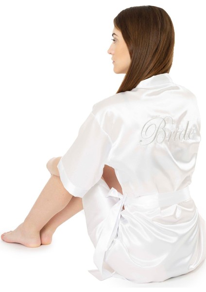 Saten Gümüş Bride Nakışlı Ekru Gelin Sabahlıgı 11827254 modelleri