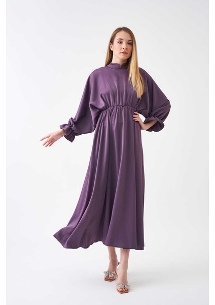 Beli Lastikli Abiye Elbise Lila modelleri