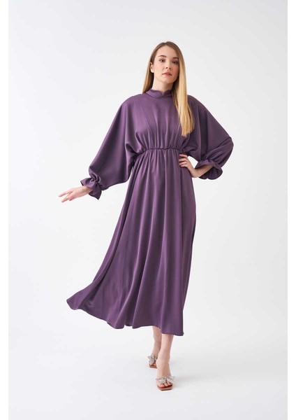 Beli Lastikli Abiye Elbise Lila fırsatları