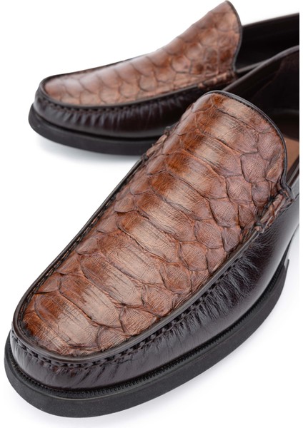 Erkek Deri Taba Yılan Loafer Ayakkabı 1008 1453 Erk Ayk Y24 Taba Yln/taba modelleri