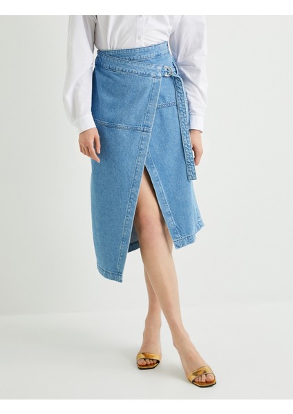 Kruvaze Kot Etek Asimetrik Kemer Detaylı Cepli fırsatları