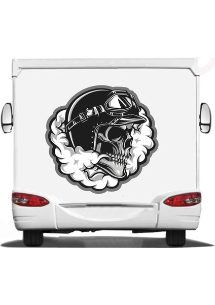 Kurukafa Kasklı Motosiklet Araba Karavan Oto Sticker 00015