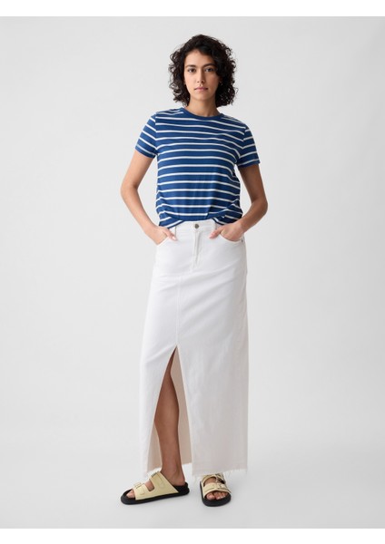 Kadın Mavi Organik Pamuk Vintage Shrunken T-Shirt modelleri