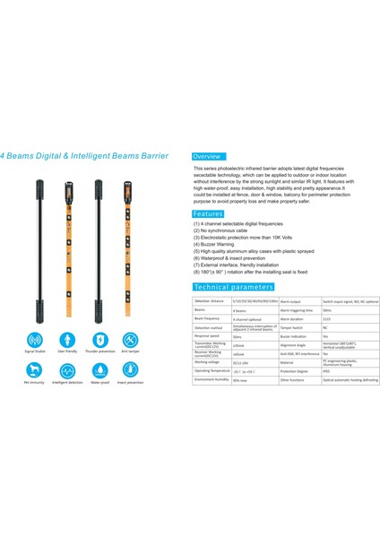4 Işınlı Pencere Tipi Beam Hareket Detektörü SC-4S100