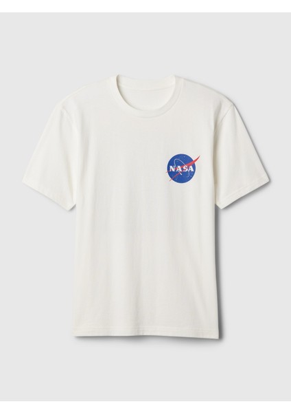 Erkek Beyaz Nasa Grafikli T-Shirt