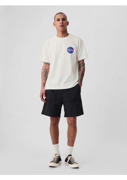 Erkek Beyaz Nasa Grafikli T-Shirt