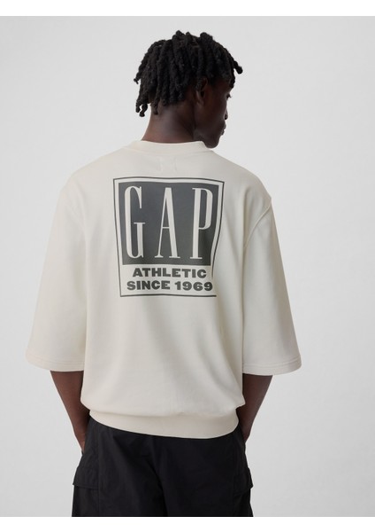 Erkek Kırık Beyaz Gap Logo Oversize Sweatshirt