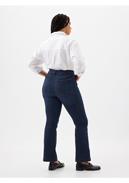 Kadın Lacivert Mid Rise Bootcut Jean Pantolon