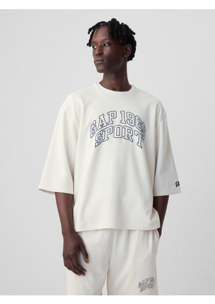 Erkek Kırık Beyaz Gap Logo Oversized Sweatshirt