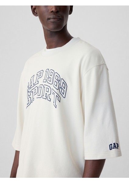 Erkek Kırık Beyaz Gap Logo Oversized Sweatshirt