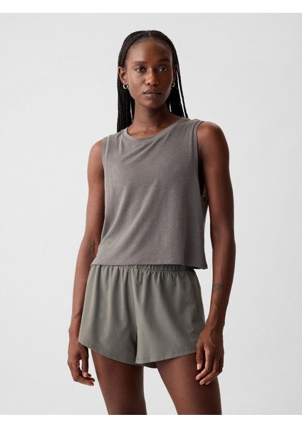 Kadın Haki Gapfit Breathe Cropped Muscle T-Shirt