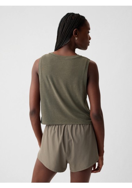 Kadın Haki Gapfit Breathe Cropped Muscle T-Shirt indirimleri