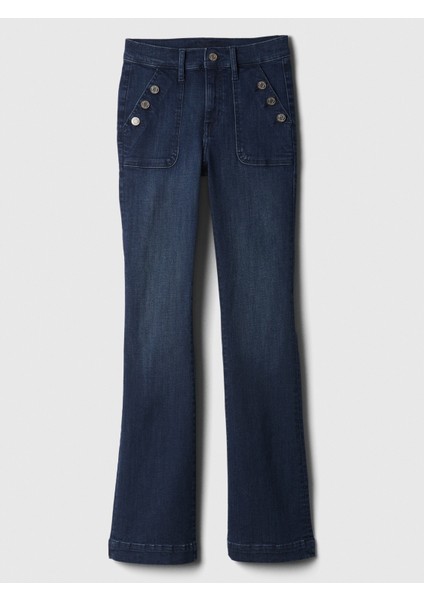 Kadın Lacivert Mid Rise Bootcut Jean Pantolon modelleri