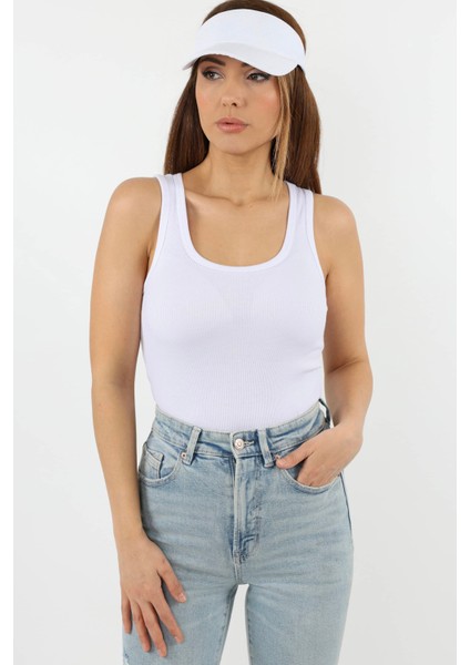 Kadın Cotton Premium 5’li Set Bej, Krem, Beyaz, Antrasit, Siyah Pamuklu Basic Fitilli Atlet