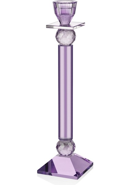 Seta Kristal Piramit Şamdan Lila 9,5*9,5*36 cm