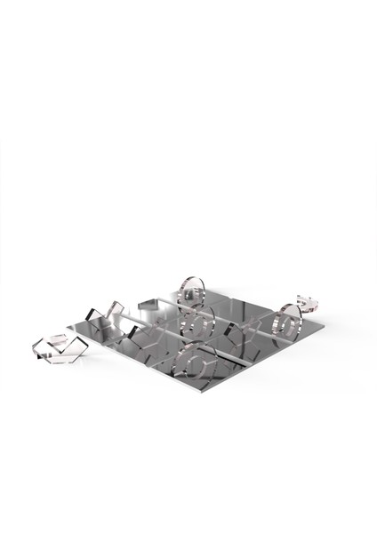 Ayna Xox Oyun Tahtası | Tic Tac Toe Cam Dekor Tablası | Füme Ayna | 30CM x 30CM