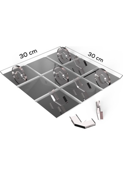 Ayna Xox Oyun Tahtası | Tic Tac Toe Cam Dekor Tablası | Füme Ayna | 30CM x 30CM fiyatları