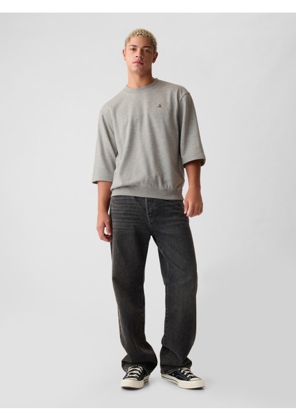 Erkek Gri Brannan Bear Işlemeli Oversized Sweatshirt fırsatları