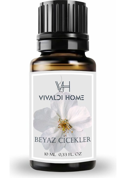 Vivaldi Home Beyaz Çiçekler Aromaterapi Uçucu Yağ Esansiyel Buhurdanlık Yağı 10ML