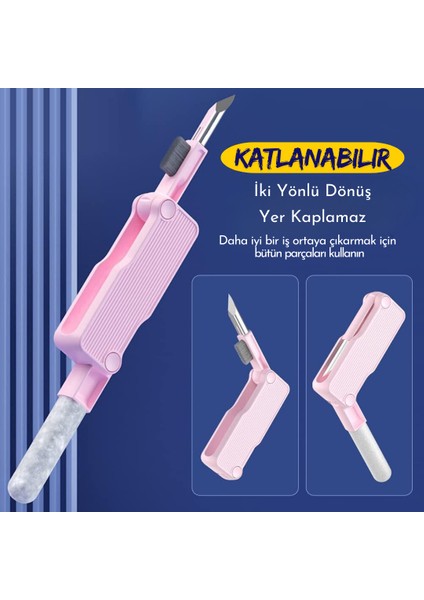 Klavye Için 7'si 1 Arada Temizlik Fırçası, Klavye Temizleme Seti, Çok Fonksiyonlu Bilgisayar Ekranı Klavye Kulaklık Temizleme Kiti Fırçalı Tuş Çektirme Aparatlı Spreyli Elektronik Temizlik Seti